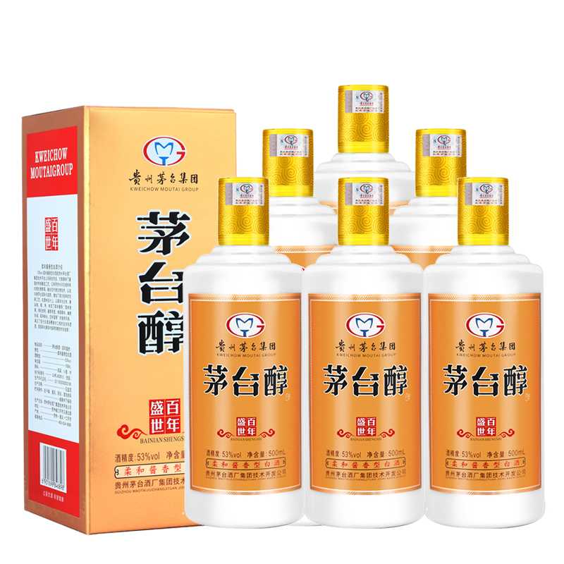 贵州茅台集团茅台醇百年盛世柔和酱香型白酒53度500ml*6瓶整箱装